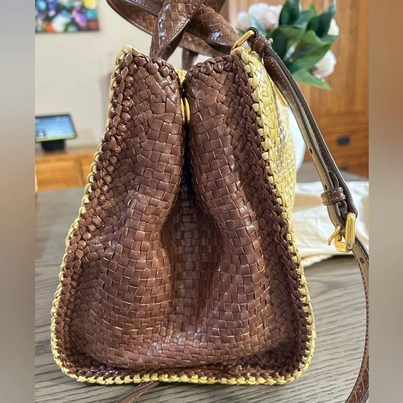 Prada Madras Woven and Leather Tote Bag - Picture 4 of 16